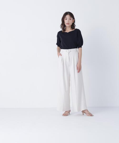 NATURAL BEAUTY BASIC(ナチュラルビューティーベーシック)の「ダブルベルトワイドパンツ(その他パンツ・レディース・ブラック/オフホワイト/ブルー・P/S/MEDIUM/SMALL)」の8枚目の写真