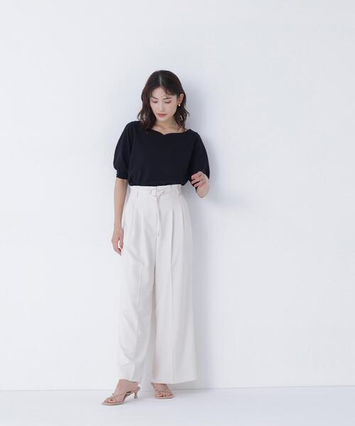 NATURAL BEAUTY BASIC(ナチュラルビューティーベーシック)の「ダブルベルトワイドパンツ(その他パンツ・レディース・ブラック/オフホワイト/ブルー・P/S/MEDIUM/SMALL)」の9枚目の写真
