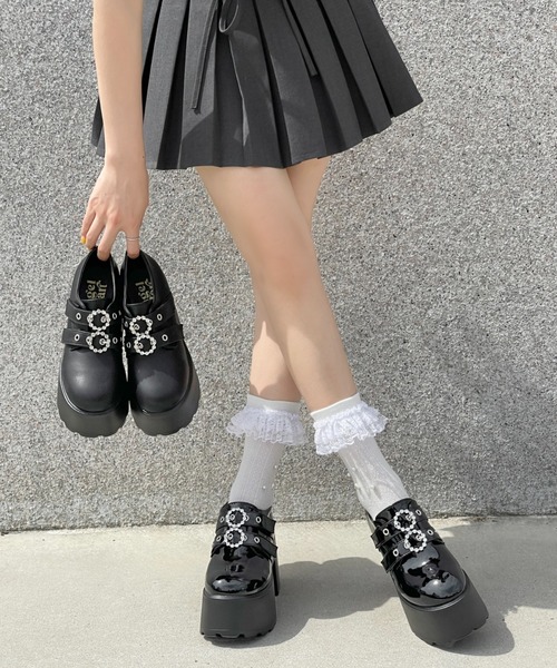 Angelart（エンジェルアート）の「【我慢なしでかわいい】軽量 超厚底 マジックベルト リング バックル ヒール ローファー 5893WBAG（ローファー・レディース・ブラック/ブラック系その他・M/LL/L/S）」の19枚目の写真