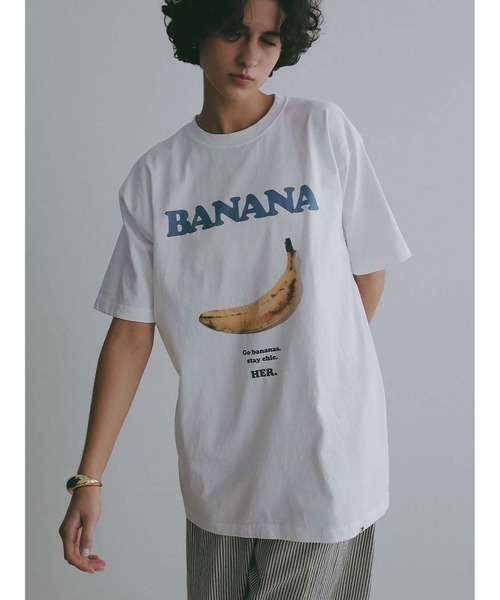 HER.(ハー)の「BANANA T-shirt(Tシャツ/カットソー・レディース・グレー/オフホワイト・XL)」の6枚目の写真