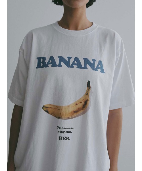 HER.(ハー)の「BANANA T-shirt(Tシャツ/カットソー・レディース・グレー/オフホワイト・XL)」の8枚目の写真