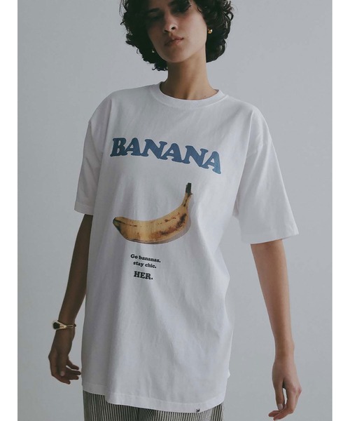 HER.(ハー)の「BANANA T-shirt(Tシャツ/カットソー・レディース・グレー/オフホワイト・XL)」の5枚目の写真