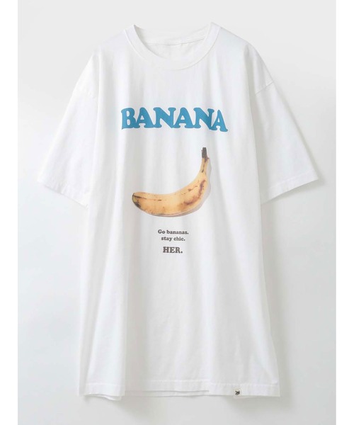 HER.(ハー)の「BANANA T-shirt(Tシャツ/カットソー・レディース・グレー/オフホワイト・XL)」の9枚目の写真