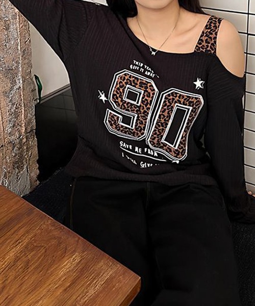 MEMECLE(メメクル)の「【 MEMECLE / メメクル 】 ナンバリング レオパード Y2Kシアートップス(Tシャツ/カットソー・レディース・ブラック/ホワイト・MEDIUM/SMALL)」の9枚目の写真