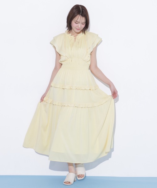 JILL by JILL STUART(ジルバイジルスチュアート)の「フリルティアードワンピース(ワンピース・レディース・ピンク/ブラック系その他/イエロー・FREE)」の21枚目の写真