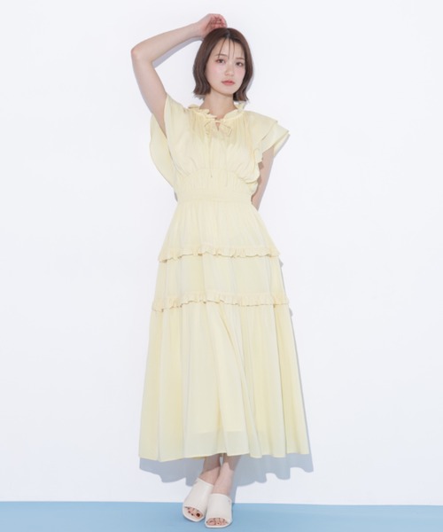 JILL by JILL STUART(ジルバイジルスチュアート)の「フリルティアードワンピース(ワンピース・レディース・ピンク/ブラック系その他/イエロー・FREE)」の20枚目の写真