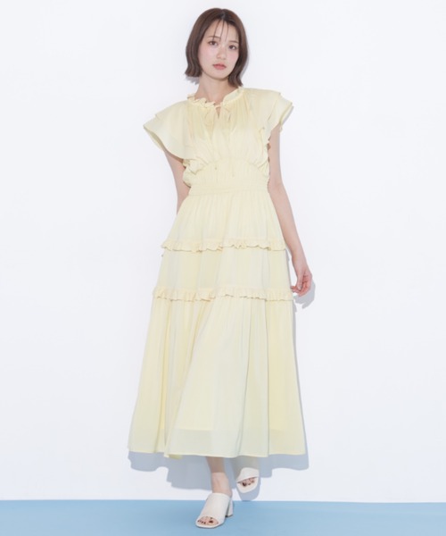 JILL by JILL STUART(ジルバイジルスチュアート)の「フリルティアードワンピース(ワンピース・レディース・ピンク/ブラック系その他/イエロー・FREE)」の18枚目の写真