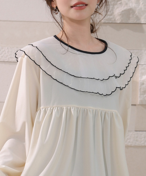 TeddyShop(テディショップ)の「【紫外線カット率99.9%以上/水陸両用セットアップ】長袖スカラップシアービッグカラーラッシュガードトップス+テーパードラッシュパンツ 上下2点セット レディース(ラッシュガード・レディース・アイボリー/ブラック/グレイッシュベージュ・L/S/M)」の18枚目の写真