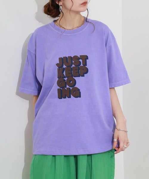 FUNALIVE（ファンアライブ）の「英字プリント半袖Tシャツ（Tシャツ/カットソー・レディース・パープル/ダークグレー/ホワイト・FREE）」の22枚目の写真
