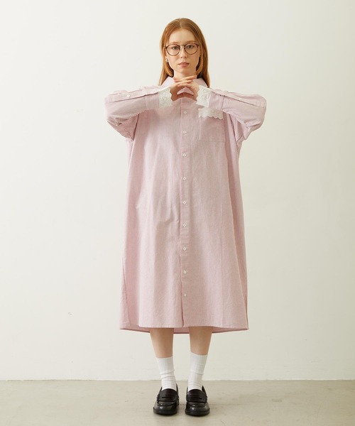 MILKFED.(ミルクフェド)の「STRIPED LACE DRESS(ワンピース・レディース・グレー/レッド/ライトブルー・ONE SIZE)」の5枚目の写真