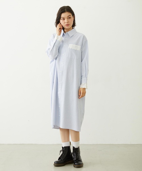 MILKFED.(ミルクフェド)の「STRIPED LACE DRESS(ワンピース・レディース・グレー/レッド/ライトブルー・ONE SIZE)」の11枚目の写真