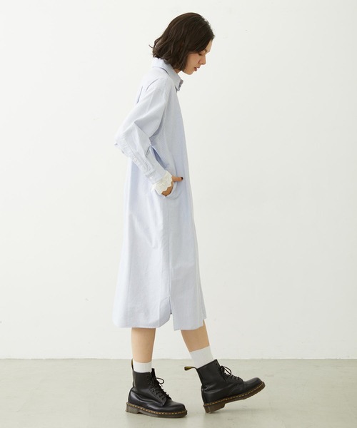 MILKFED.(ミルクフェド)の「STRIPED LACE DRESS(ワンピース・レディース・グレー/レッド/ライトブルー・ONE SIZE)」の14枚目の写真