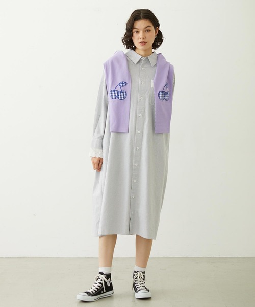 MILKFED.(ミルクフェド)の「STRIPED LACE DRESS(ワンピース・レディース・グレー/レッド/ライトブルー・ONE SIZE)」の22枚目の写真