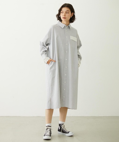 MILKFED.(ミルクフェド)の「STRIPED LACE DRESS(ワンピース・レディース・グレー/レッド/ライトブルー・ONE SIZE)」の19枚目の写真