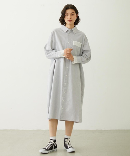 MILKFED.(ミルクフェド)の「STRIPED LACE DRESS(ワンピース・レディース・グレー/レッド/ライトブルー・ONE SIZE)」の20枚目の写真