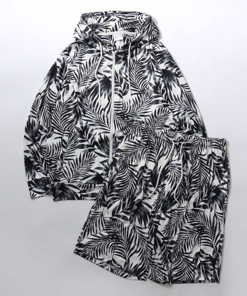 SITRY(シトリー)の「High Function All Over Print Zip Hoodie & Shorts/セットアップ 2点セット UVカットパーカー&ハーフパンツ マルチファンクション 接触冷感 ドライ ストレッチ ウォッシャブル ラッシュガード ルームウェア ワンマイルウェア パジャマ(セットアップ・メンズ・ブラック系その他3/ホワイト系その他2/ブラック系その他4/ホワイト系その他/ブラック系その他/ブラック系その他2・M/LL/L)」の1枚目の写真