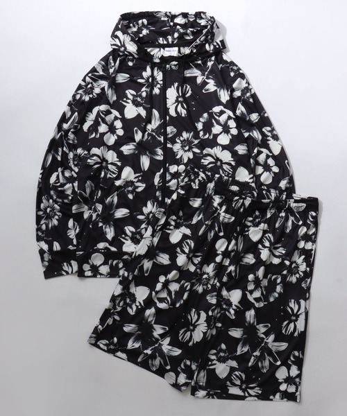SITRY(シトリー)の「High Function All Over Print Zip Hoodie & Shorts/セットアップ 2点セット UVカットパーカー&ハーフパンツ マルチファンクション 接触冷感 ドライ ストレッチ ウォッシャブル ラッシュガード ルームウェア ワンマイルウェア パジャマ(セットアップ・メンズ・ブラック系その他3/ホワイト系その他2/ブラック系その他4/ホワイト系その他/ブラック系その他/ブラック系その他2・M/LL/L)」の4枚目の写真