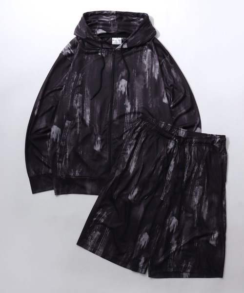 SITRY(シトリー)の「High Function All Over Print Zip Hoodie & Shorts/セットアップ 2点セット UVカットパーカー&ハーフパンツ マルチファンクション 接触冷感 ドライ ストレッチ ウォッシャブル ラッシュガード ルームウェア ワンマイルウェア パジャマ(セットアップ・メンズ・ブラック系その他3/ホワイト系その他2/ブラック系その他4/ホワイト系その他/ブラック系その他/ブラック系その他2・M/LL/L)」の5枚目の写真