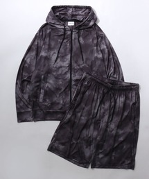 High Function All Over Print Zip Hoodie & Shorts/セットアップ 2点セット UVカットパーカー&ハーフパンツ マルチファンクション 接触冷感 ドライ ストレッチ ウォッシャブル ラッシュガード ルームウェア ワンマイルウェア パジャマ