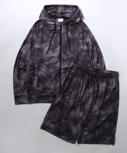 SITRY(シトリー)の「High Function All Over Print Zip Hoodie & Shorts/セットアップ 2点セット UVカットパーカー&ハーフパンツ マルチファンクション 接触冷感 ドライ ストレッチ ウォッシャブル ラッシュガード ルームウェア ワンマイルウェア パジャマ(セットアップ・メンズ・ブラック系その他3/ホワイト系その他2/ブラック系その他4/ホワイト系その他/ブラック系その他/ブラック系その他2・M/LL/L)」の6枚目の写真