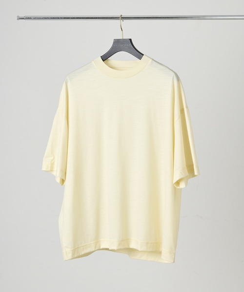 KANEMASA PHIL.(カネマサフィル)の「KANEMASA PHIL. / 36G Wool SS Tee(Tシャツ/カットソー・メンズ・ブラック/ベージュ/イエロー・LARGE/MEDIUM)」の1枚目の写真