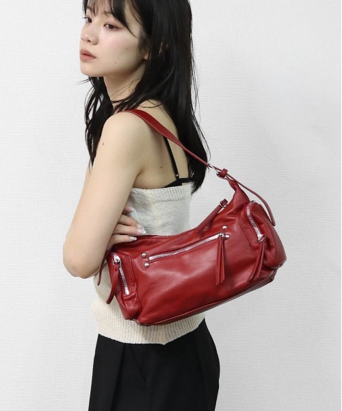 THE CELL.(ザセルドット)の「サイドポケット ショルダーバッグ SIDE POCKET SHOULDER BAG(ハンドバッグ・レディース・ブラック/レッド/ブラウン・FREE)」の1枚目の写真