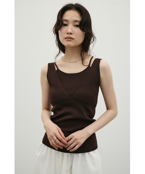 STYLEMIXER(スタイルミキサー)の「レイヤードニットキャミタンク(タンクトップ・レディース・ブラウン/ブラック/ライトベージュ・FREE)」の19枚目の写真