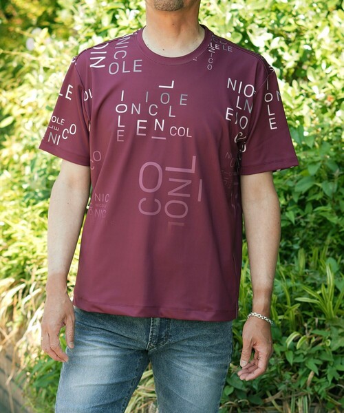 NICOLE selection(ニコルセレクション)の「総柄ロゴプリントクルーネックTシャツ(Tシャツ/カットソー・メンズ・ネイビー/ブラック/ホワイト/ボルドー・M/L/XL)」の1枚目の写真