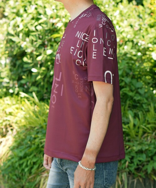 NICOLE selection(ニコルセレクション)の「総柄ロゴプリントクルーネックTシャツ(Tシャツ/カットソー・メンズ・ネイビー/ブラック/ホワイト/ボルドー・M/L/XL)」の7枚目の写真