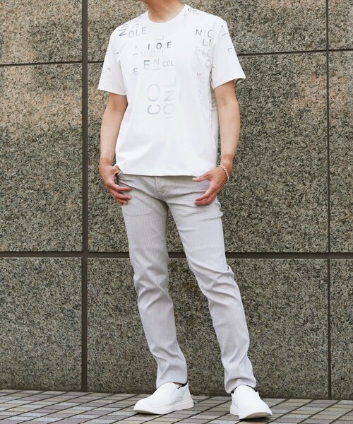 NICOLE selection(ニコルセレクション)の「総柄ロゴプリントクルーネックTシャツ(Tシャツ/カットソー・メンズ・ネイビー/ブラック/ホワイト/ボルドー・M/L/XL)」の9枚目の写真