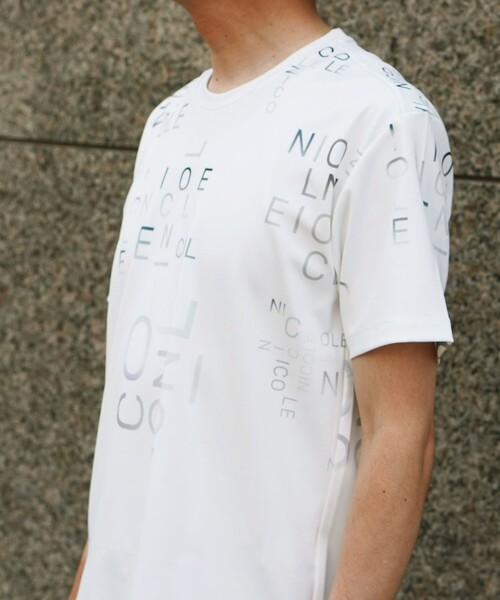 NICOLE selection(ニコルセレクション)の「総柄ロゴプリントクルーネックTシャツ(Tシャツ/カットソー・メンズ・ネイビー/ブラック/ホワイト/ボルドー・M/L/XL)」の10枚目の写真