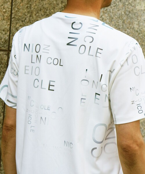 NICOLE selection(ニコルセレクション)の「総柄ロゴプリントクルーネックTシャツ(Tシャツ/カットソー・メンズ・ネイビー/ブラック/ホワイト/ボルドー・M/L/XL)」の11枚目の写真