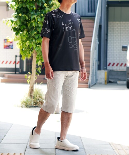 NICOLE selection(ニコルセレクション)の「総柄ロゴプリントクルーネックTシャツ(Tシャツ/カットソー・メンズ・ネイビー/ブラック/ホワイト/ボルドー・M/L/XL)」の14枚目の写真