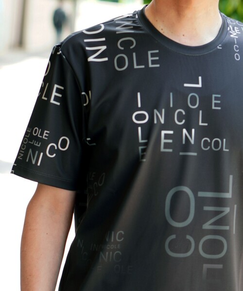 NICOLE selection(ニコルセレクション)の「総柄ロゴプリントクルーネックTシャツ(Tシャツ/カットソー・メンズ・ネイビー/ブラック/ホワイト/ボルドー・M/L/XL)」の15枚目の写真