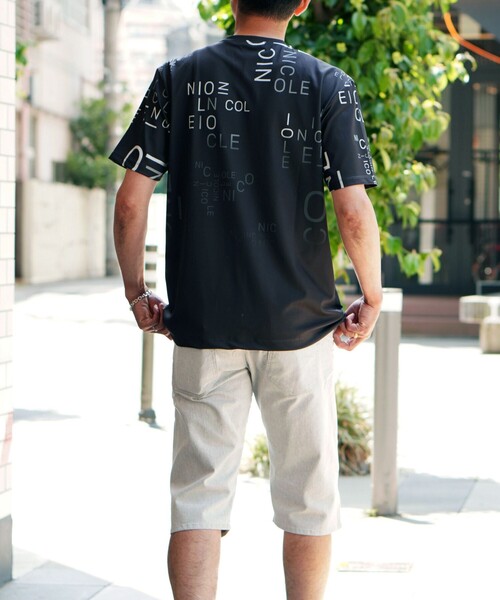 NICOLE selection(ニコルセレクション)の「総柄ロゴプリントクルーネックTシャツ(Tシャツ/カットソー・メンズ・ネイビー/ブラック/ホワイト/ボルドー・M/L/XL)」の17枚目の写真