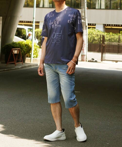 NICOLE selection(ニコルセレクション)の「総柄ロゴプリントクルーネックTシャツ(Tシャツ/カットソー・メンズ・ネイビー/ブラック/ホワイト/ボルドー・M/L/XL)」の19枚目の写真