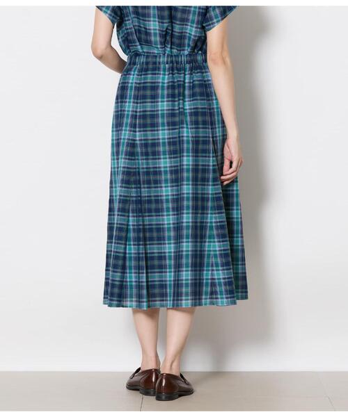 NEWYORKER(ニューヨーカー)の「マドラスチェック フレアスカート(丈78㎝~)(スカート・レディース・ネイビー・LARGE/MEDIUM)」の3枚目の写真
