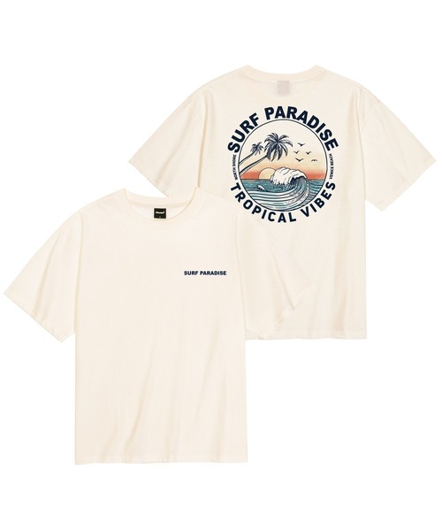 OKSTAR(オクスター)の「クールコットンオーバーサイズサーフィンベニスビーチ半袖Tシャツ(Tシャツ/カットソー・レディース・ホワイト/クリーム・SMALL/MEDIUM/LARGE/X-LARGE/XX-LARGE)」の2枚目の写真