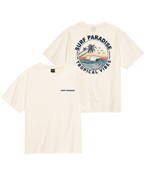 クールコットンオーバーサイズサーフィンベニスビーチ半袖Tシャツ（T