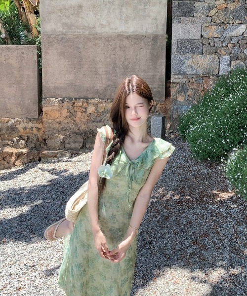 Ritzy(リッツィー)の「ニュアンスフラワーシフォンワンピース(ワンピース・レディース・グリーン・S/M/L/XL)」の13枚目の写真