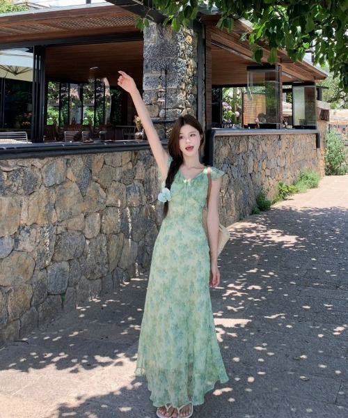Ritzy(リッツィー)の「ニュアンスフラワーシフォンワンピース(ワンピース・レディース・グリーン・S/M/L/XL)」の14枚目の写真