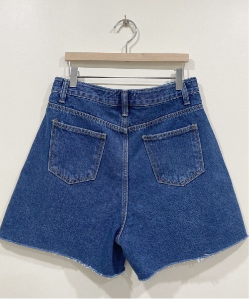 フロントハートポケット付きデニムショートパンツ（デニムパンツ