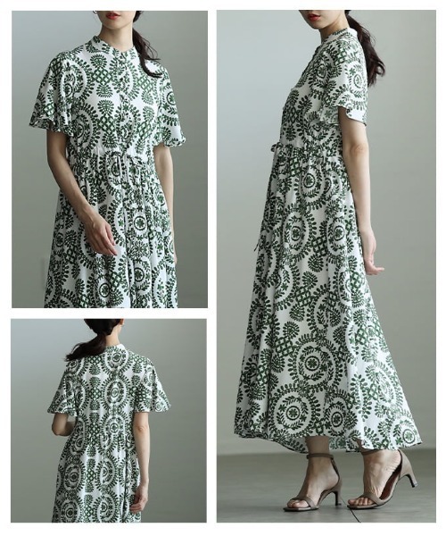 Sawa a la mode(サワアラモード)の「オリエンタル刺繍風プリントワンピース(ワンピース・レディース・グリーン/ブルー・FREE)」の9枚目の写真
