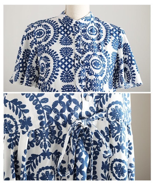 Sawa a la mode(サワアラモード)の「オリエンタル刺繍風プリントワンピース(ワンピース・レディース・グリーン/ブルー・FREE)」の11枚目の写真