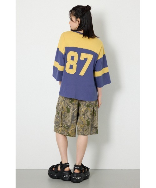 RODEO CROWNS WIDE BOWL(ロデオクラウンズワイドボウル)の「エンブロイダリーユニフォームTシャツ(Tシャツ/カットソー・レディース・ネイビー系1/オフホワイト/ブラック・FREE)」の8枚目の写真