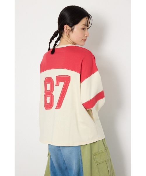 RODEO CROWNS WIDE BOWL(ロデオクラウンズワイドボウル)の「エンブロイダリーユニフォームTシャツ(Tシャツ/カットソー・レディース・ネイビー系1/オフホワイト/ブラック・FREE)」の16枚目の写真