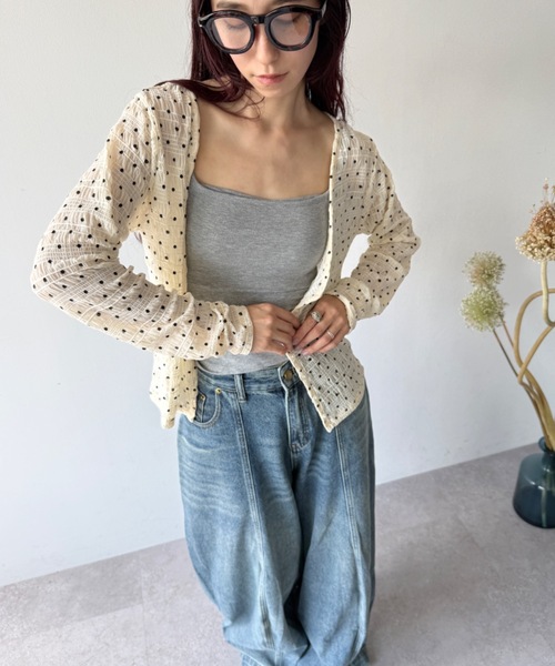 flaeu(フラユ)の「Dot Shirring Cardigan(Tシャツ/カットソー・レディース・アイボリー/ブラック・FREE)」の17枚目の写真