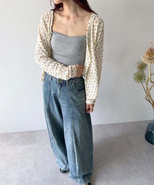 flaeu(フラユ)の「Dot Shirring Cardigan(Tシャツ/カットソー・レディース・アイボリー/ブラック・FREE)」の18枚目の写真