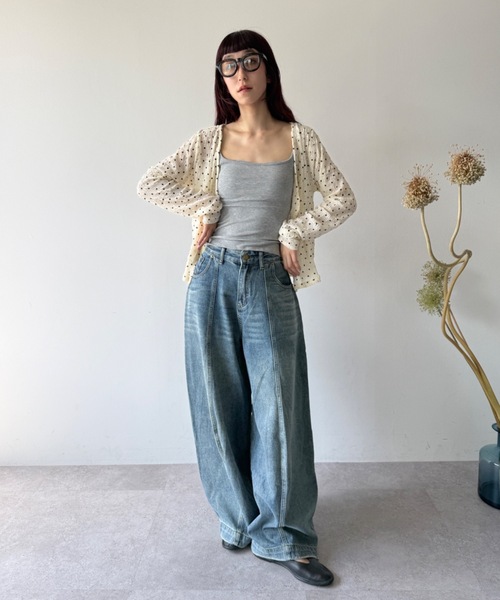 flaeu(フラユ)の「Dot Shirring Cardigan(Tシャツ/カットソー・レディース・アイボリー/ブラック・FREE)」の19枚目の写真