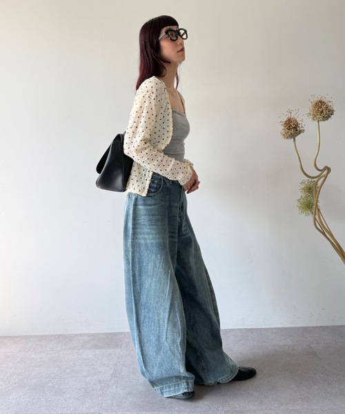 flaeu(フラユ)の「Dot Shirring Cardigan(Tシャツ/カットソー・レディース・アイボリー/ブラック・FREE)」の20枚目の写真